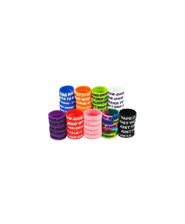 Decorative Silicone Ring with Concave Letters 5pcs