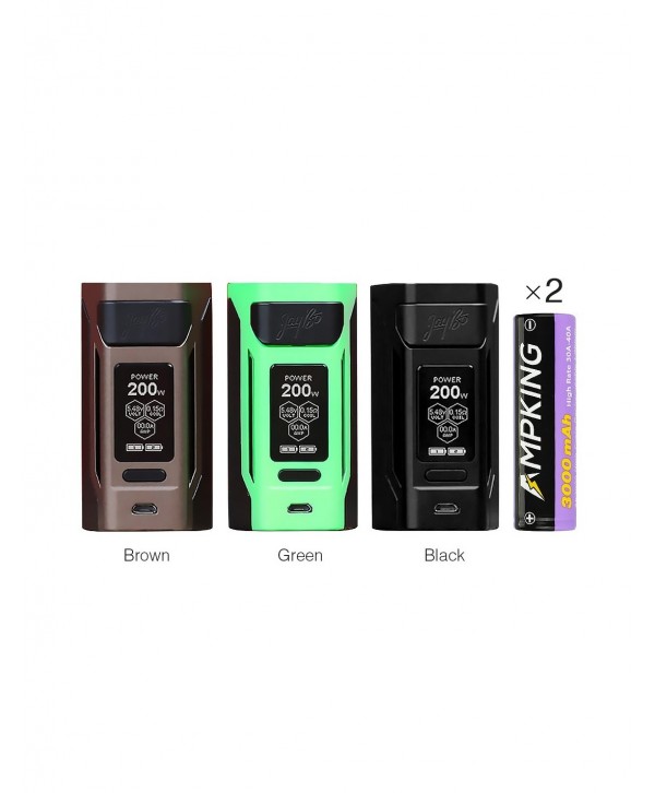 WISMEC Reuleaux RX2 20700 200W TC MOD with Dual Ampking 20700 Batteries 6000mAh