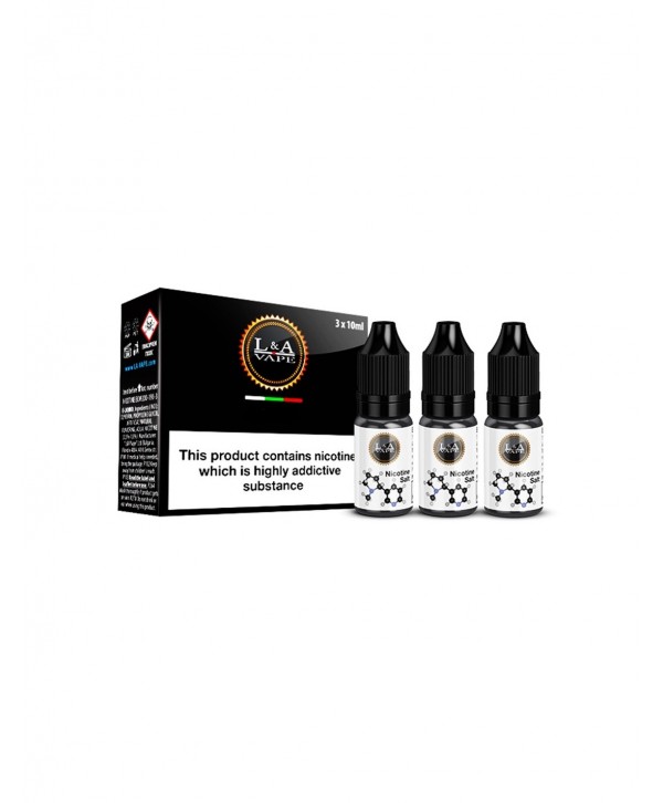 L&A Vape Premium PG+VG Nicotine Salts Shot Base 3x10ml