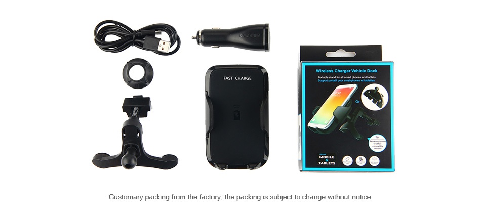 Wireless Car Charger for Smart Phone with Adjustable Holder Charger vehicle Customary packing from the factory  the packing is subject to change without notice