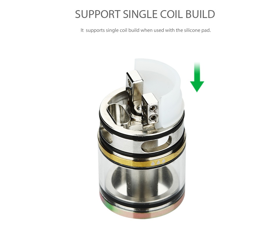 SMOK SKYHOOK RDTA Tank 5ml SUPPORT SINGLE COIL BUILD It supports single coil build when used with the silicone pad