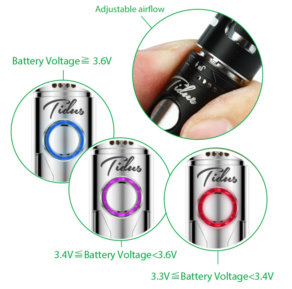 UD Tidus Kit 800mAh Adjustable airflow Battery Voltage 3 6V     b     b 34V  Battery otae 36V 3  3V Battery Voltage 3  4V