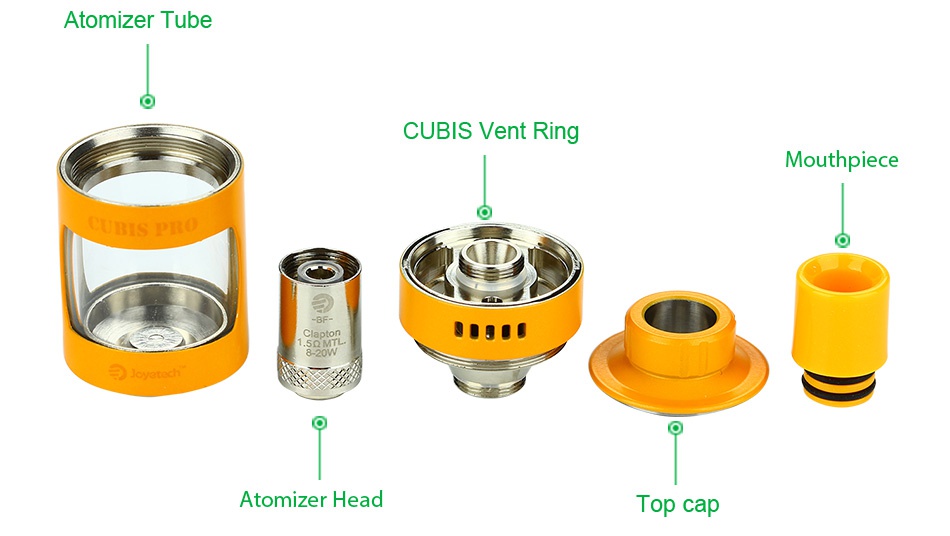 Joyetech eVic VTwo with CUBIS Pro Full Kit 5000mAh Atomizer Tube CUBIS Vent Ring   Atomizer head Top cap