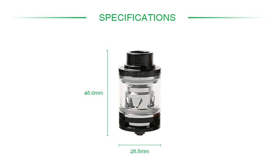 Tesla Resin Subohm Tank 2ml/6ml SPECIFICATIONS 25 5mm