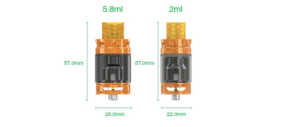 WISMEC Gnome King Subohm Tank 2ml/5.8ml 5 8ml 2m 57 0mm 57 0mm 26 0mm 220mm