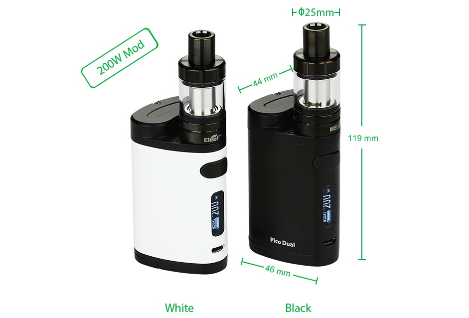 Eleaf Pico Dual 200W TC Full Kit  25mm 119mm White Black