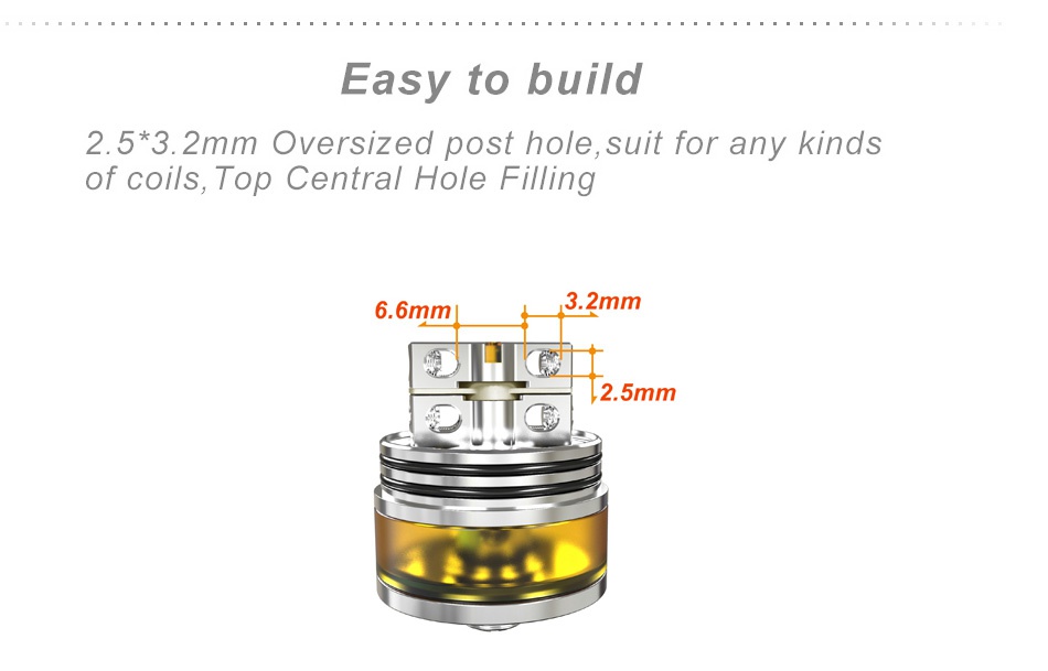 OUMIER Maximus Max RDTA 3ml Easy to build 2 5  2mm Oversized post hole  suit for any kinds of coils  Top Central Hole Filling 6mm 3 2mm 2 5mm