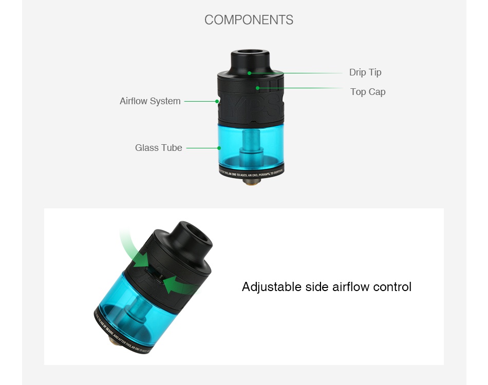 ATOM Apocalypse RDTA 4ml COMPONENTS Airflow Glass Tube  AD Adiustable side airflow contro