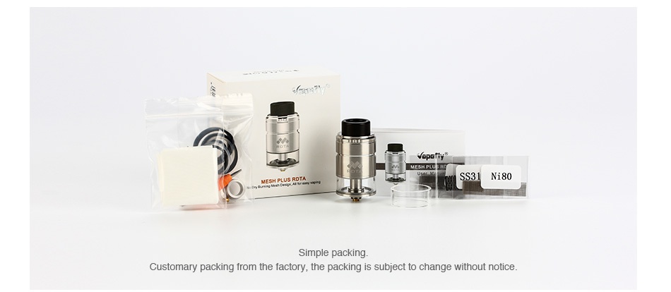 Vapefly Mesh Plus RDTA 2ml/3.5ml Simple packing Customary packing from the factory  the packing is subject to change without notice