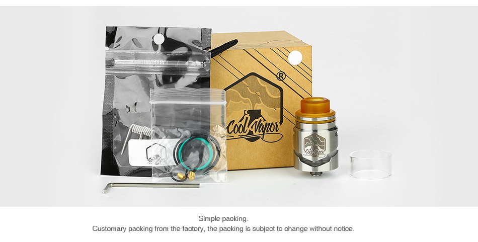Cool Vapor Cavalry RDTA 2.5ml Customary packing from the factory the packing is subject to change without notice