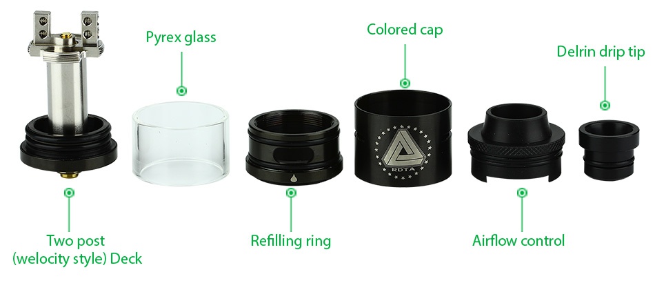 IJOY Limitless RDTA Atomizer 4ml ex dlass Colored cap Delrin drip tip Two post Refilling ring Airflow contro  velocity style Deck
