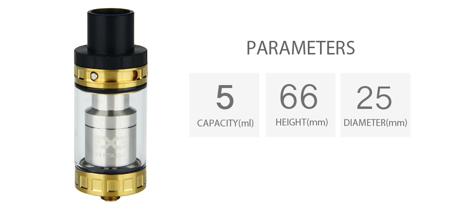 Vapeston Maganus Cloud Blaster Tank 5ml PARAMETERS 56625 APACITY ml  GHT mm  DIAMETER mm