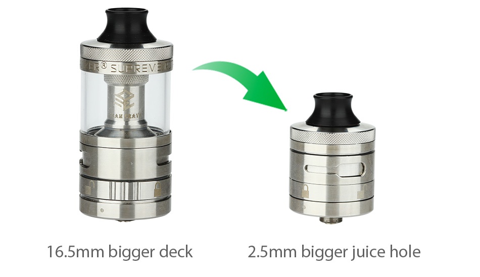 Steam Crave Aromamizer Supreme V2 RDTA 5ml 16 5mm bigger deck 2  5mm bigger juice hole