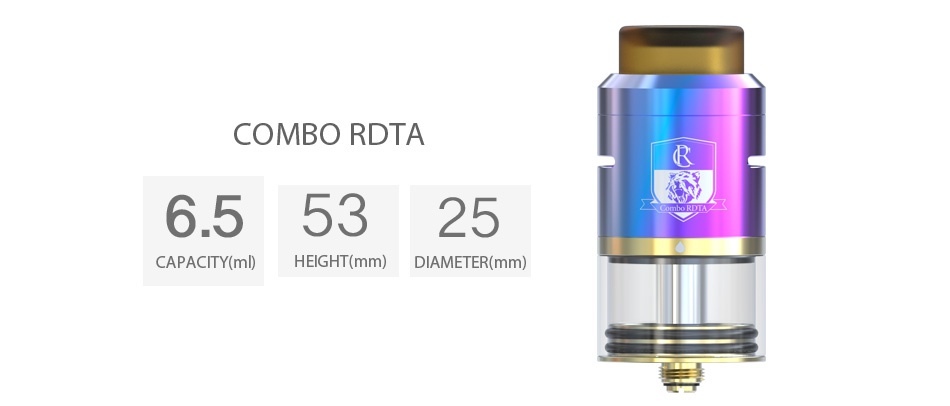 IJOY COMBO RDTA 2 Tank 6.5ml COMBO RDTA 6 55325 CAPACITY ml  HEIGHT mm  DIAMETER mm