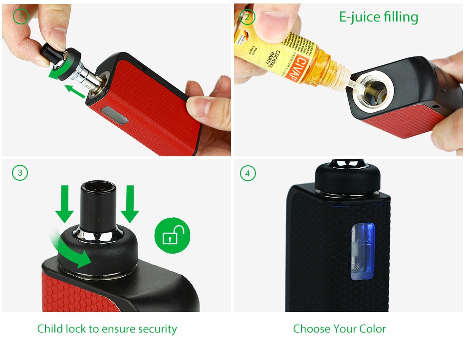 Joyetech eGo AIO Box Start Kit 2100mAh E juice filling Child lock to ensure securit Choose your color