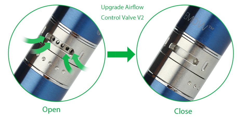 Kangertech EMOW Starter Kit 1300mAh Upgrade Airflow Control valve v2 Open Close