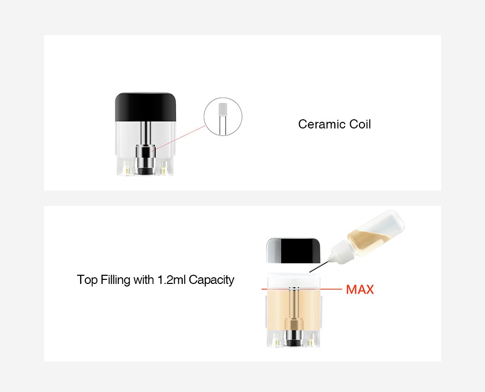 WELLON LUX Vape Pen Pod 1.2ml 4pcs Ceramic coil Top Filling with 1  2ml Capacity MAX
