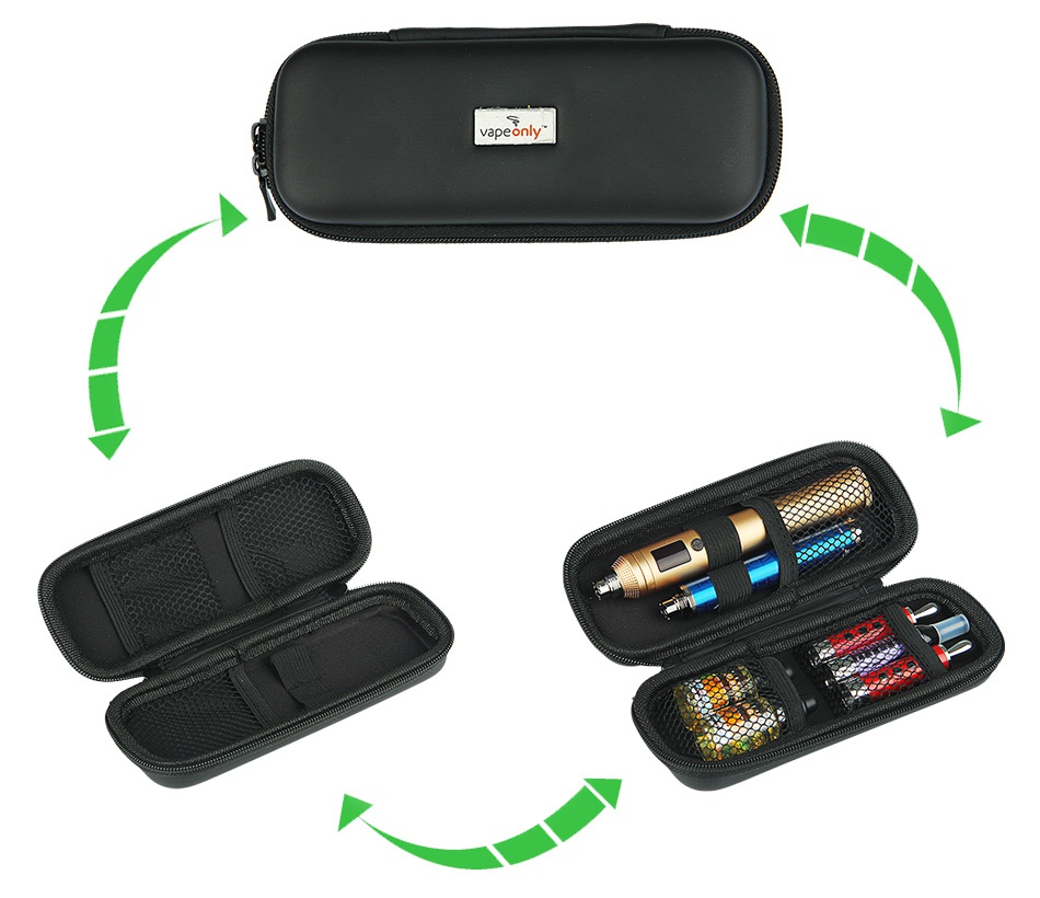 VapeOnly Medium Zippered Carrying Case for e-Cigarette Black SS Blue
