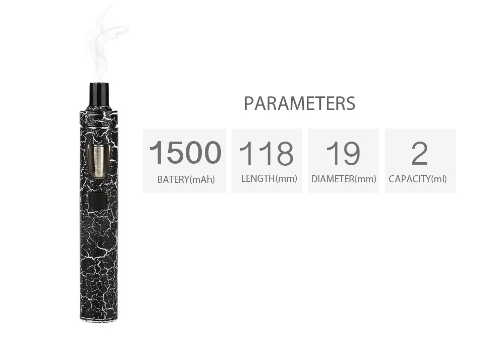 Joyetech eGo AIO Kit New Color Version 1500mAh PARAMETERS 1500118192 BATERY mAh  LENGTH mm  DIAMETER mm  CAPACITY ml