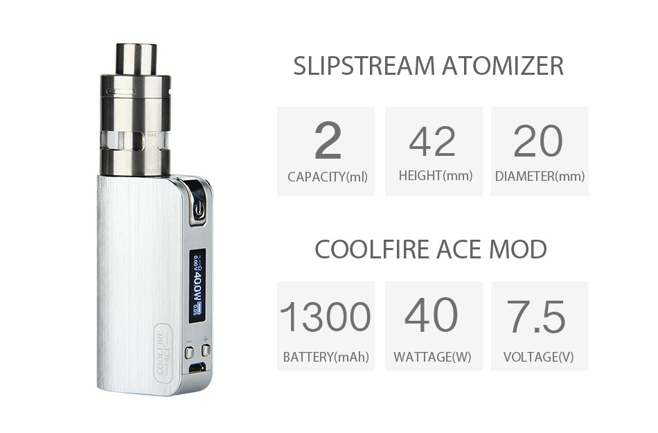 [US Only] Innokin CoolFire ACE 40W Slipstream Kit 1300mAh Black Blue Silver Amethyst urple