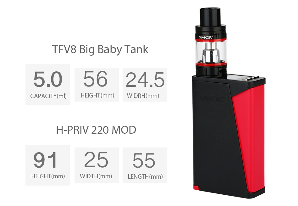 SMOK H-PRIV PRO With TFV8 Big Baby Kit SMOK SMOK GOLD BLUE BLACK