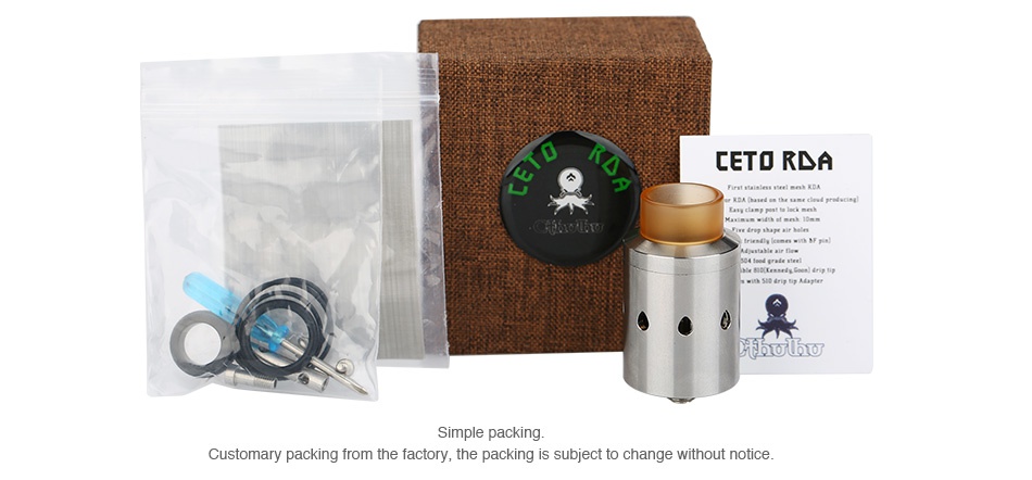 Cthulhu CETO Mesh RDA CETORDA M FAN Customary packing from the factory  the packing is subject to change without notice
