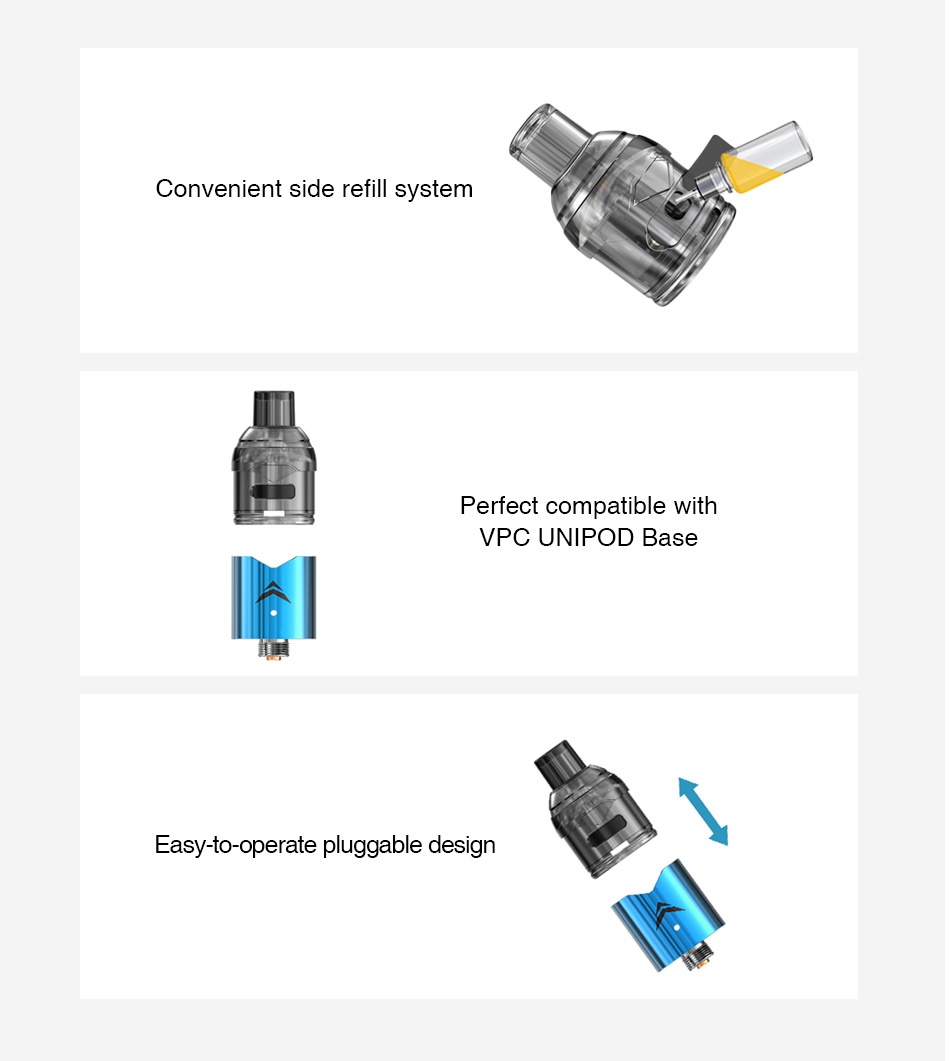 IJOY VPC POD 2ml 3pcs Convenient side refill system Perfect compatible with VPC UNIPOD Base Easy to operate pluggable design