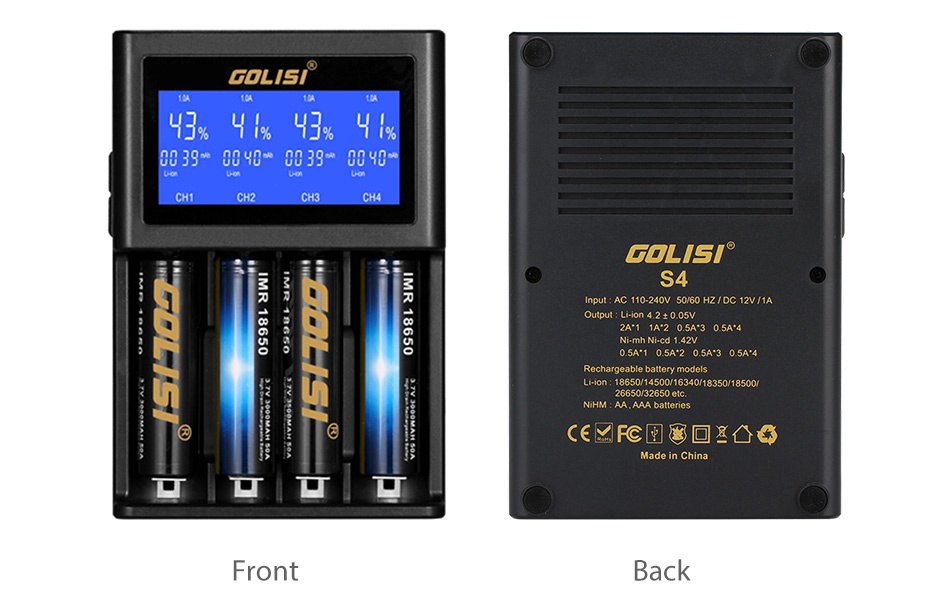 Golisi S4 2.0A Smart Charger with LCD Screen LOLISI 43 4  43 4 839  39 CH1 CH2 CH3 CH4