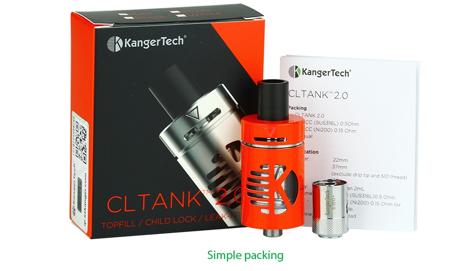 Kangertech CLTANK Clearomizer 2ml X KangerTech KangerTech  LTANK20 CC SUS316L 0 5Ohm cc N200 0 15ohm CLTANK  SUS316L 05O 200 0 Simple packing