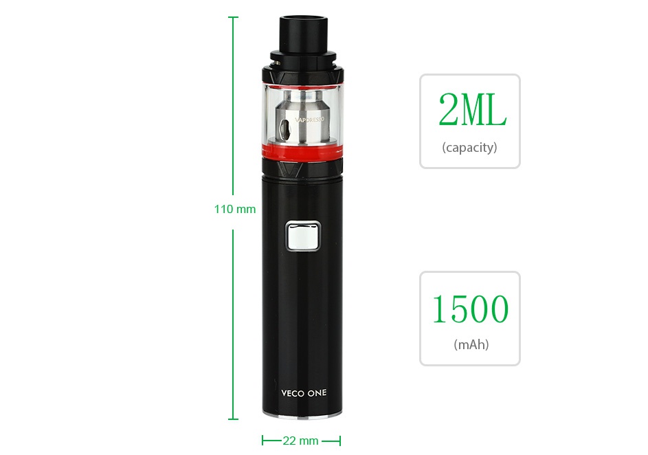 Vaporesso VECO ONE Starter Kit 1500mAh 2ML  capacity  110mm 1500  mAh