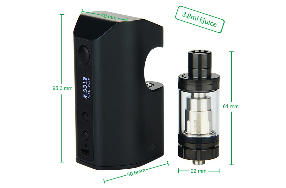 Eleaf Aster RT 100W with Melo RT 22 Full Kit 4400mAh 3 8ml Juice 5 3mm 61 mm 22 mm