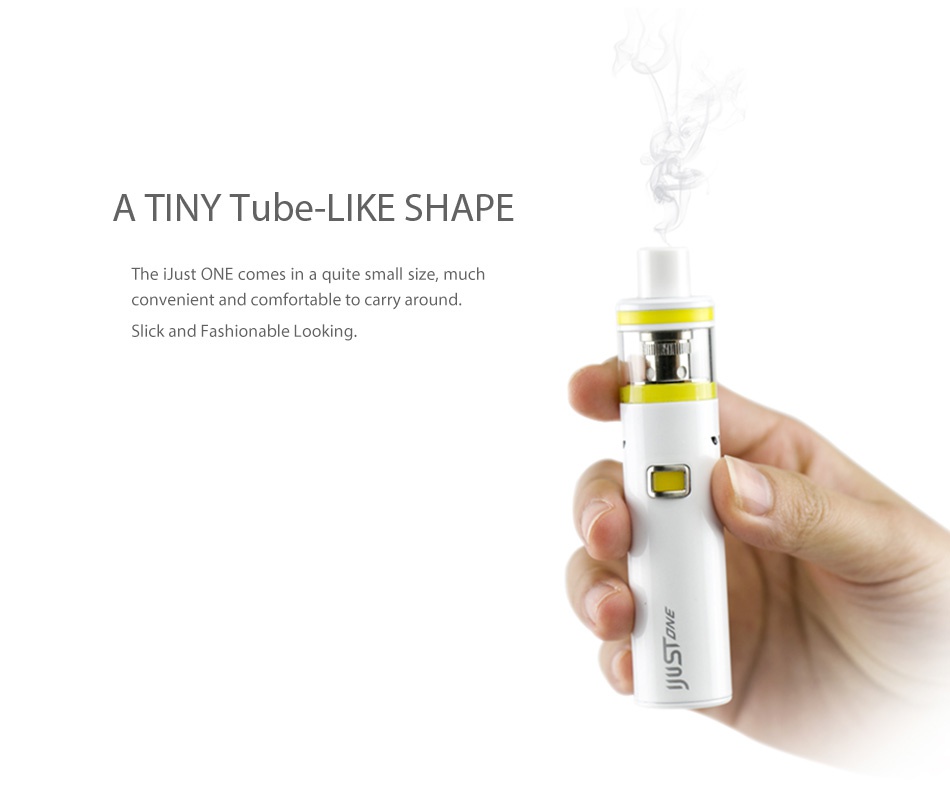 Eleaf iJust ONE Starter Kit 1100mAh A TINY Tube LIKE SHAPE The just one comes in a quite small size  much convenient and comfortable to carry around Slick and Fashionable Looking