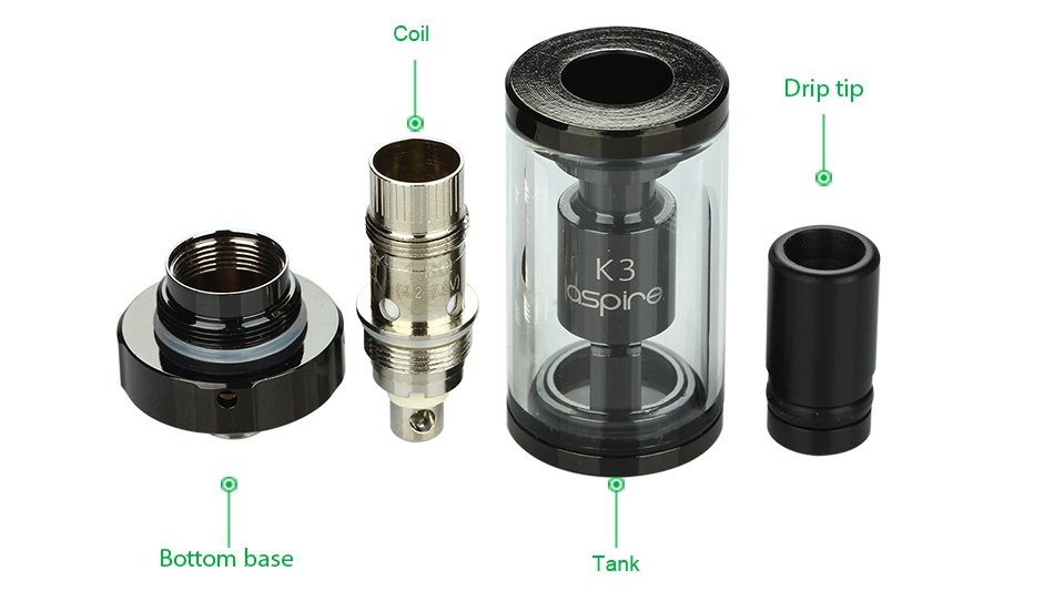 Aspire K3 BVC Tank 2ml Drip ti Bottom base Tan