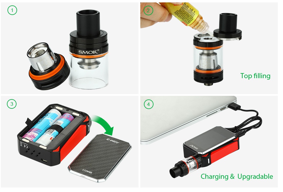 SMOK G-PRIV 220 With TFV8 Big Baby Starter Kit Top filling Charging Upgradable