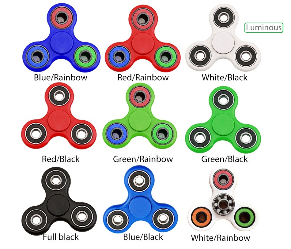 Plastic EDC Triangle Hand Fidget Spinner Blue  Rainbow Red rainbow White black Red black Green Rainbow Green black ull black Blue black White Rainbow