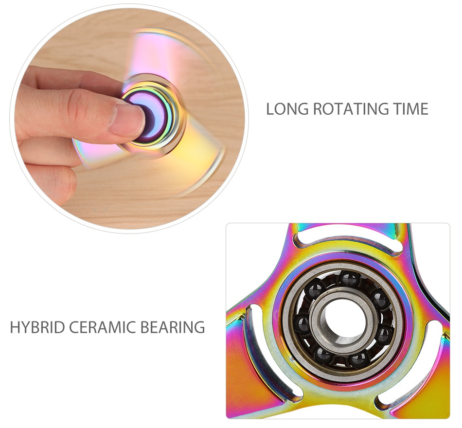 V2 EDC Triangle Hand Spinner with Hybrid Ceramic Bearing Silver Gold Rainbow