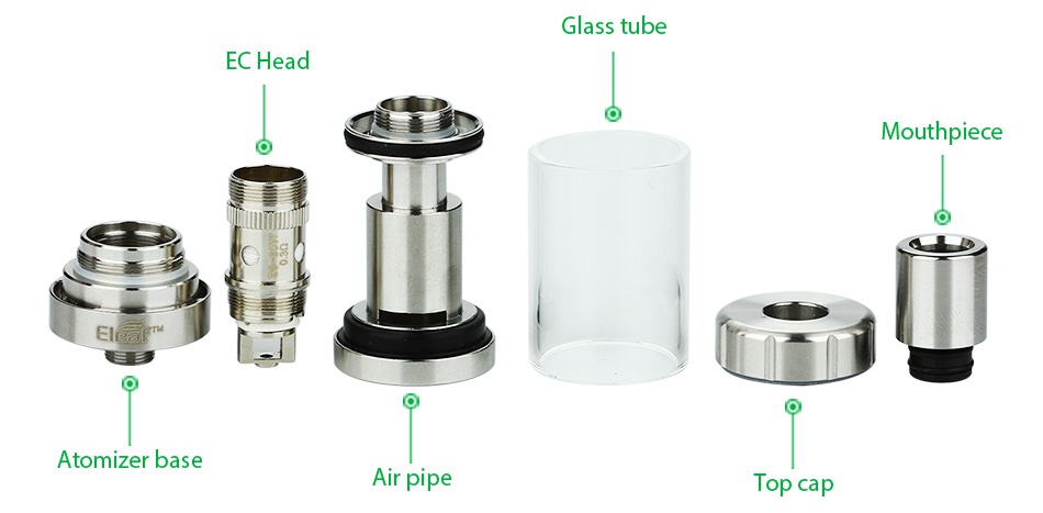 Eleaf iStick Pico Mega 80W TC Full Kit Glass tube EC Head Mouthpiece E Atomizer base Air pipe T