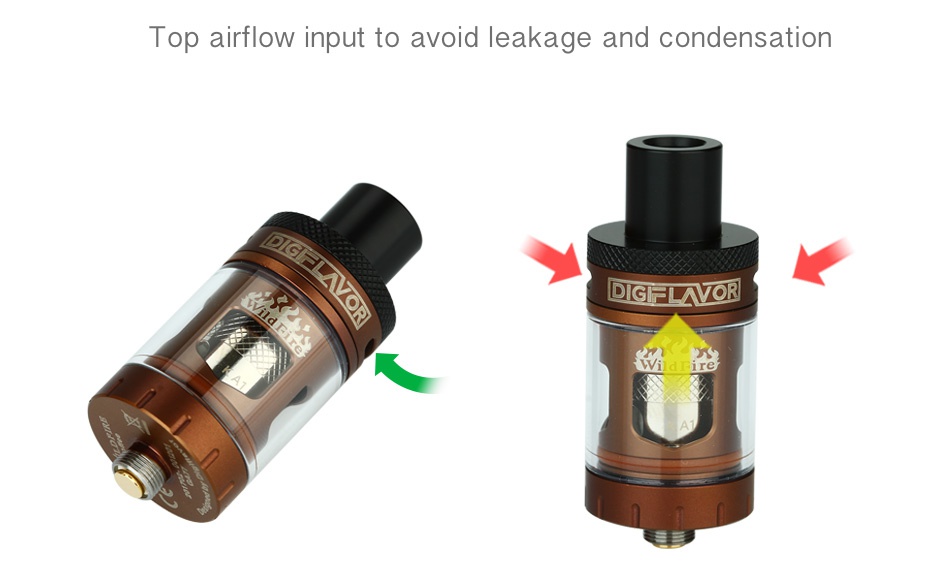 Digiflavor WildFire Subohm Tank 2ml Top airflow input to avoid leakage and condensation