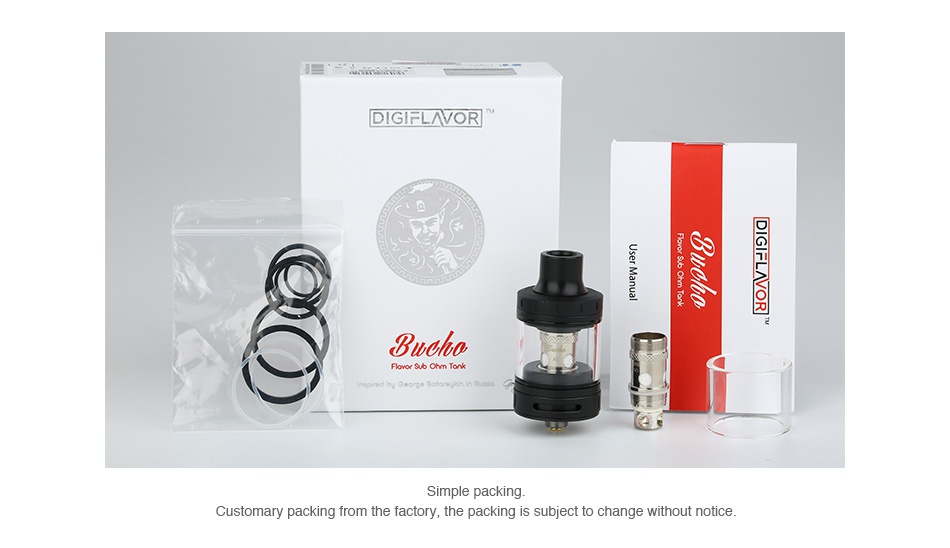 Digiflavor Bucho Subohm Tank 3.3ml DIGIFLAVOR Buco Simple packing Customary packing from the factory  the packing is subject to change without notice