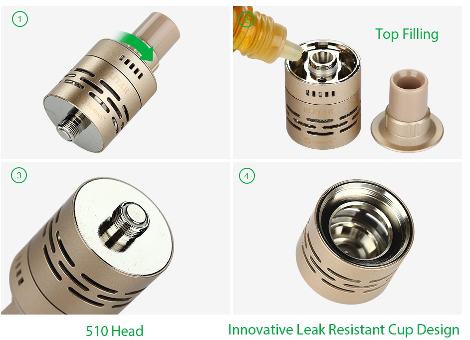 Joyetech Elitar Pipe Atomizer With Mouthpiece 2ml Top Filling   510 Head Innovative Leak Resistant Cup Design