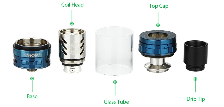 SMOK TFV8 Cloud Beast Tank 6ml Coil head Top Cap SMOI Base Glass Tube Drip Tip