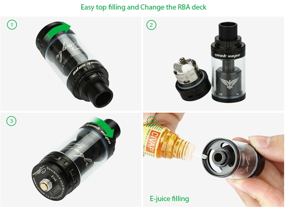 GeekVape Eagle Tank With HBC Top Airflow Version 6ml Easy top filling and Change the rba deck filli