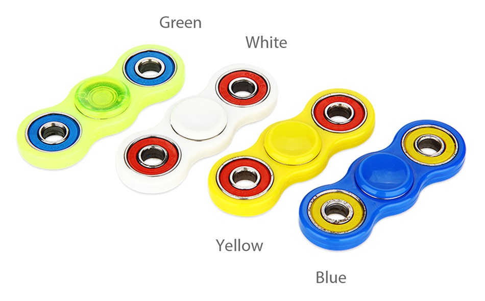 ABS Bat EDC Hand Spinner with Two Spins Green White Yellow Blue