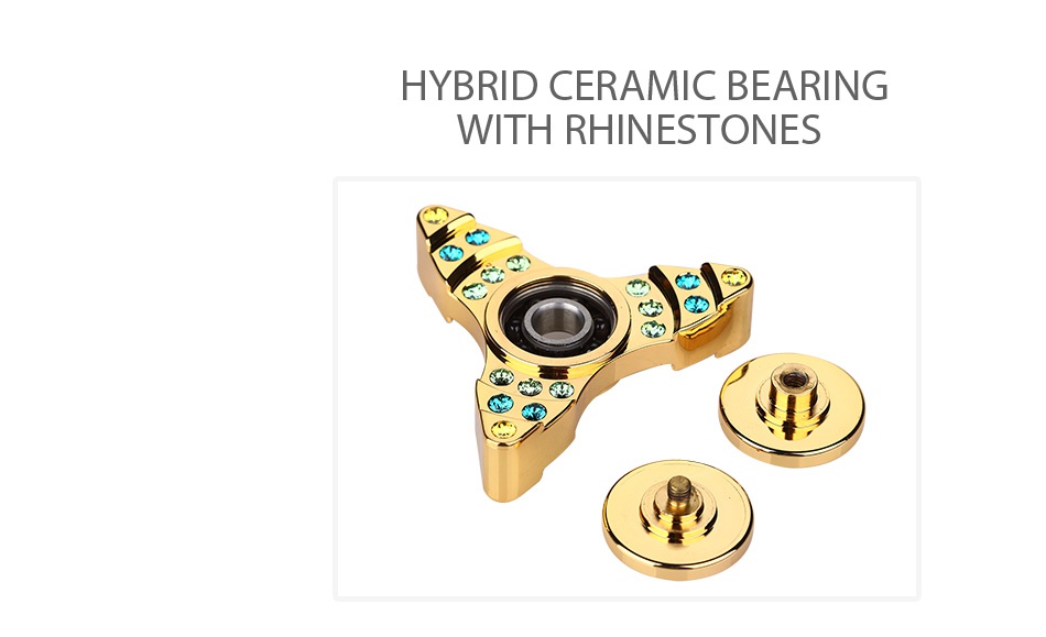V2 Crown EDC Hand Spinner Fidget Toy With Three Spins HYBRID CERAMIC BEARING WITH RHINESTONES