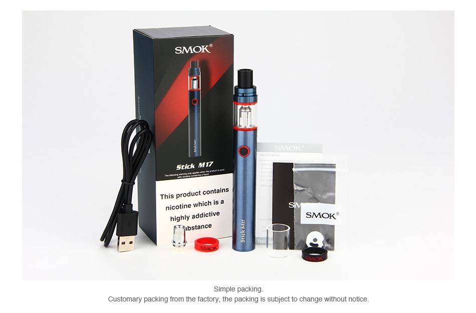 SMOK Stick M17 AIO Kit 1300mAh SMOK This product contains bstance Customary packing from the factory  the packing is subject to change without notice