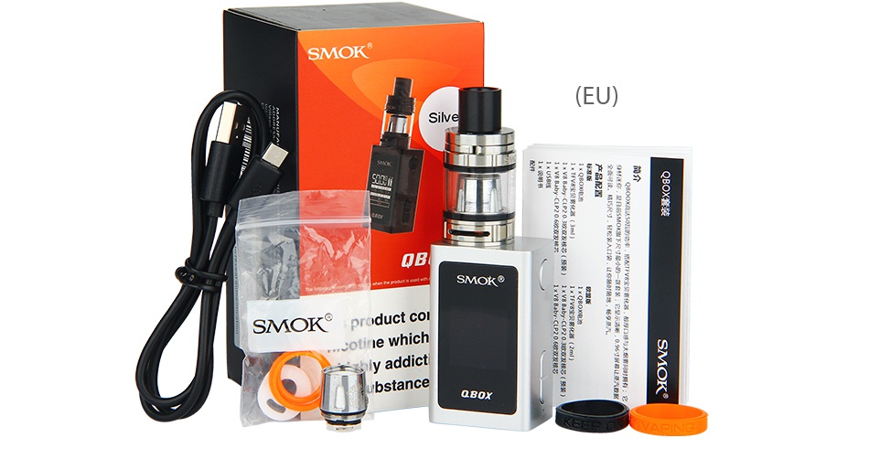 SMOK QBOX TC Kit with TFV8 Baby 1600mAh SMOK SMOK SMOK SMOK SMOK STT      CLT OHMS AMPS OBOX BOX BOX Black Silver Gold