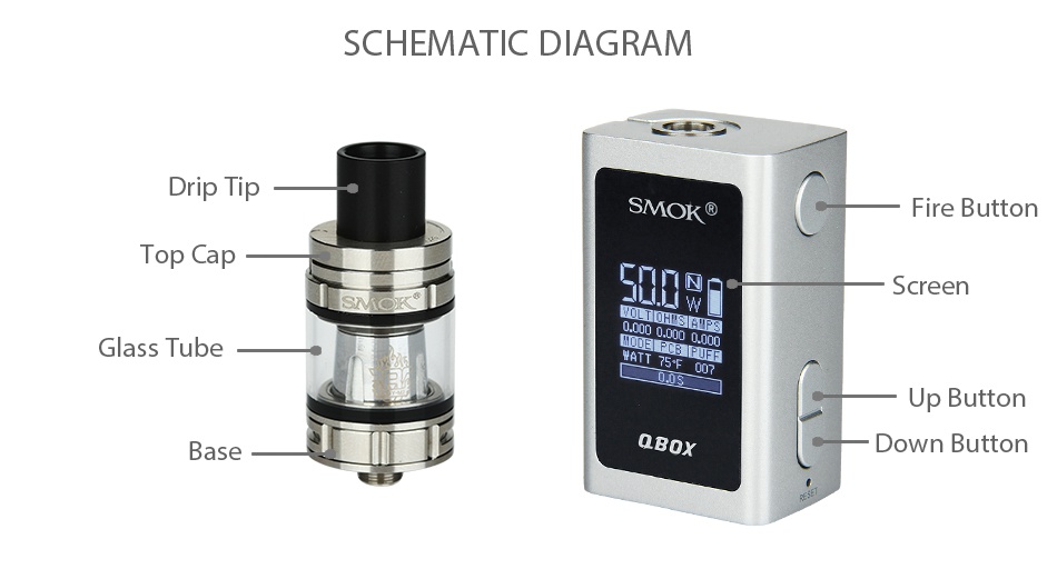 SMOK QBOX TC Kit with TFV8 Baby 1600mAh SMOK SMOK SMOK SMOK SMOK STT      CLT OHMS AMPS OBOX BOX BOX Black Silver Gold