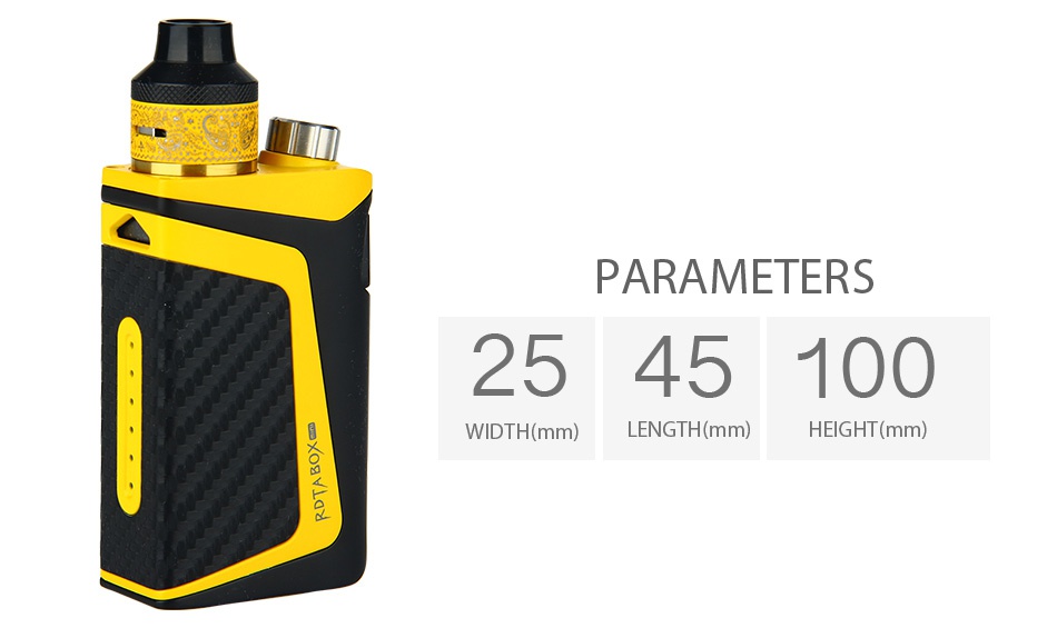 IJOY RDTA BOX Mini 100W Full Kit 2600mAh PARAMETERS 2545100 WIDTH mm  LENGTH mm  HEIGHT mm