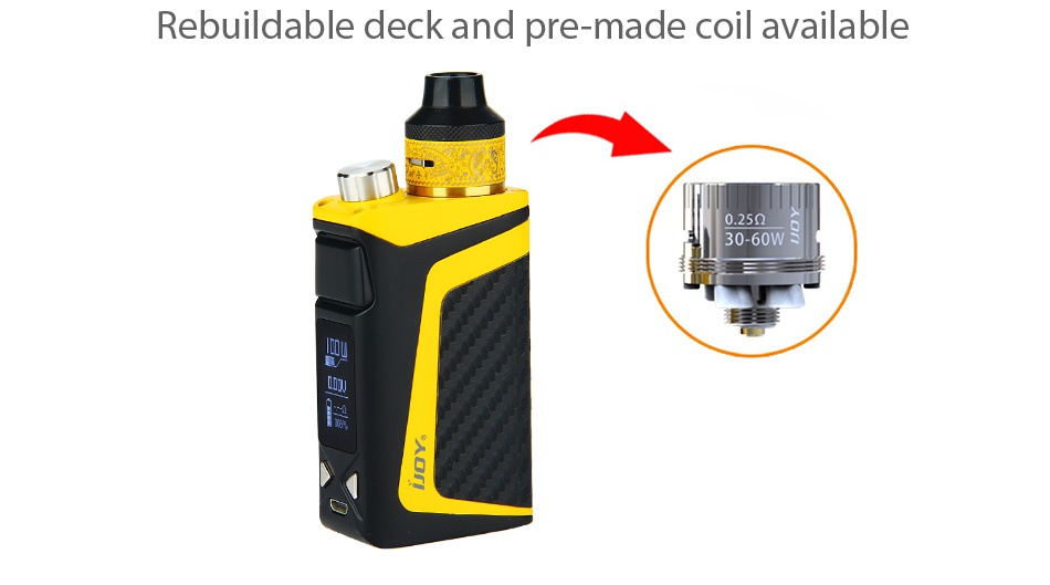 IJOY RDTA BOX Mini 100W Full Kit 2600mAh Rebuildable deck and pre made coil available 3060W