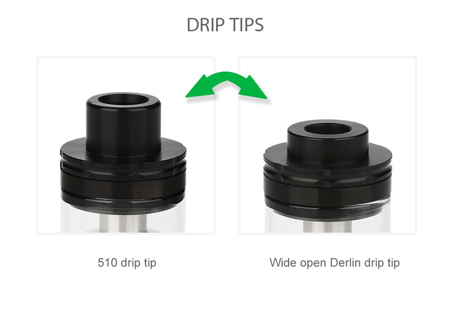 GeekVape Illusion Subohm Tank 4.5ml DRIP TIPS 510 drip tip Wide open Derlin drip tip